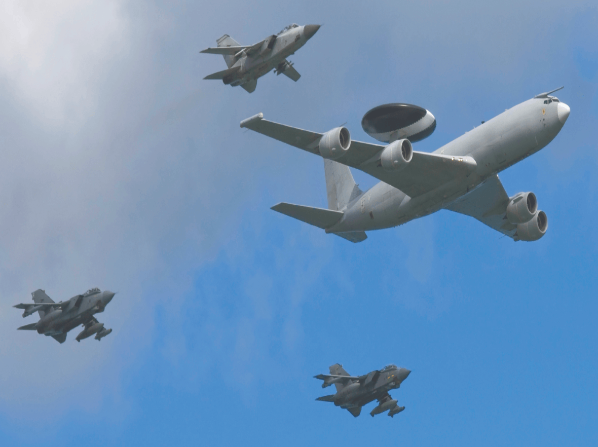 AWACs aircraft flying