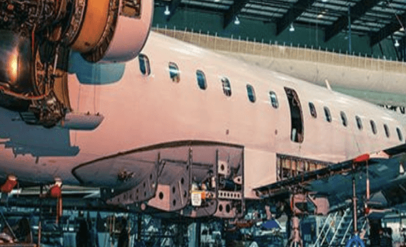 Airplane in a hangar