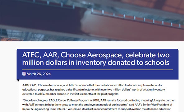 ATEC, AAR, Choose Aerospace celebrate donations