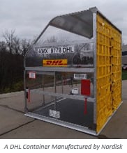 A DHL container manufactured by Nordisk A DHL container manufactured by Nordisk