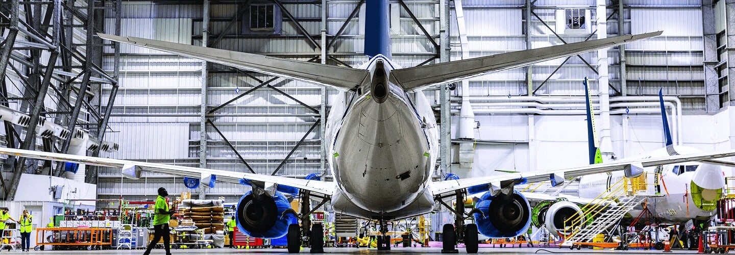Airplane in a hangar