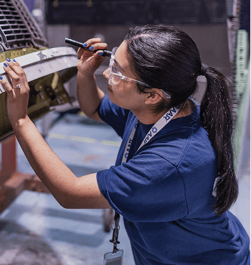 Mechanic working on an airplane