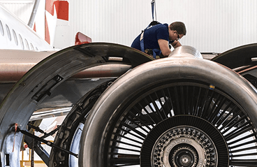 Mechanic working on an airplane