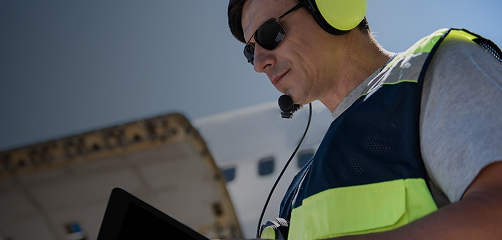 Employee working on a plane